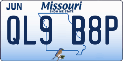 MO license plate QL9B8P