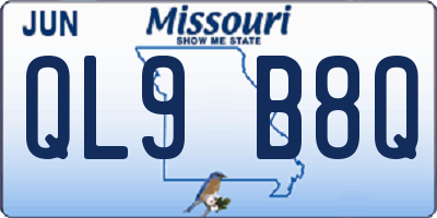 MO license plate QL9B8Q