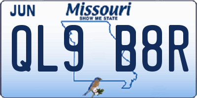 MO license plate QL9B8R