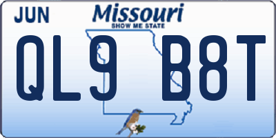 MO license plate QL9B8T