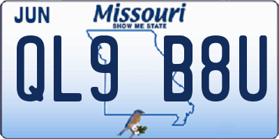 MO license plate QL9B8U