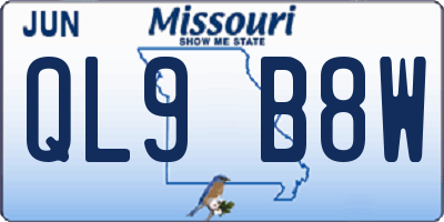 MO license plate QL9B8W