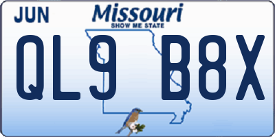 MO license plate QL9B8X