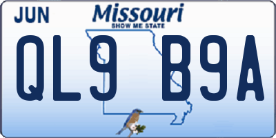 MO license plate QL9B9A