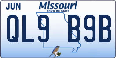 MO license plate QL9B9B