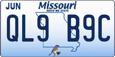 MO license plate QL9B9C