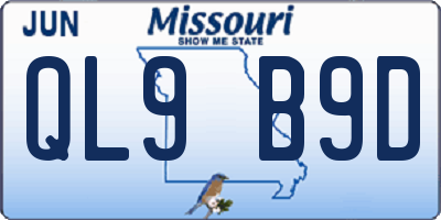 MO license plate QL9B9D