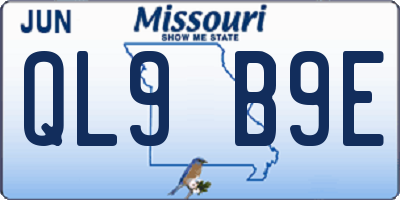 MO license plate QL9B9E