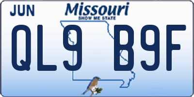 MO license plate QL9B9F