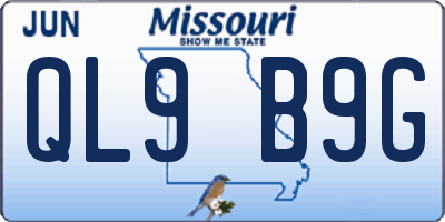 MO license plate QL9B9G