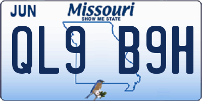 MO license plate QL9B9H