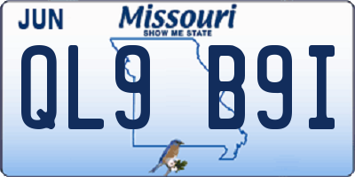 MO license plate QL9B9I