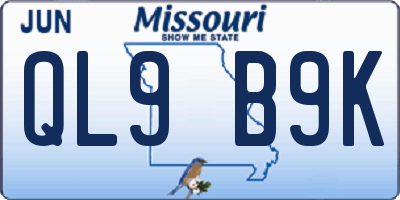MO license plate QL9B9K