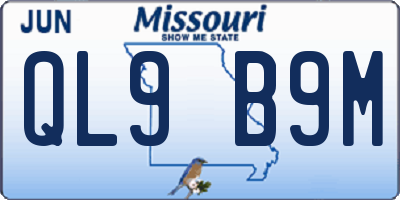 MO license plate QL9B9M