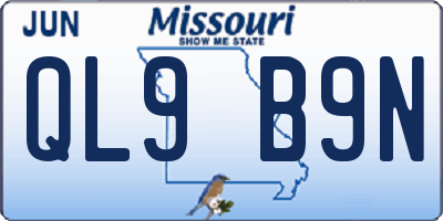 MO license plate QL9B9N