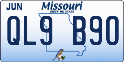 MO license plate QL9B9O