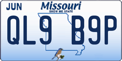 MO license plate QL9B9P