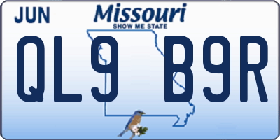 MO license plate QL9B9R