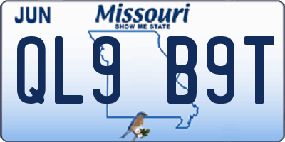 MO license plate QL9B9T