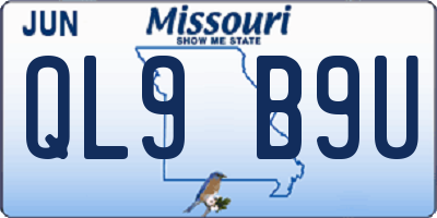 MO license plate QL9B9U