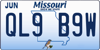 MO license plate QL9B9W