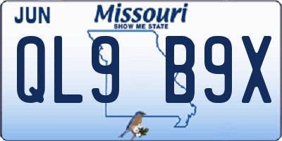 MO license plate QL9B9X