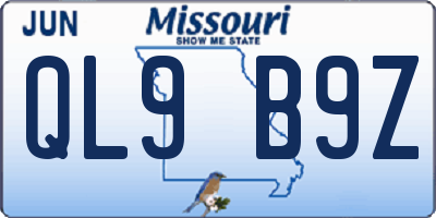 MO license plate QL9B9Z
