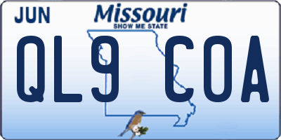 MO license plate QL9C0A