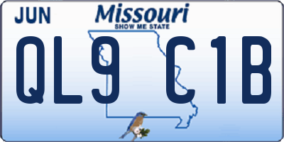 MO license plate QL9C1B