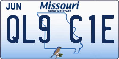 MO license plate QL9C1E