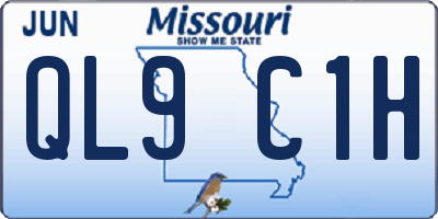 MO license plate QL9C1H