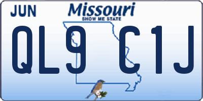 MO license plate QL9C1J