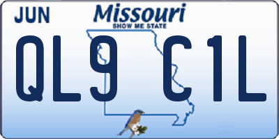 MO license plate QL9C1L