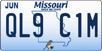 MO license plate QL9C1M