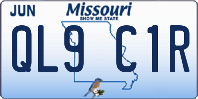 MO license plate QL9C1R