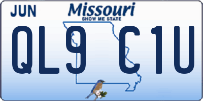 MO license plate QL9C1U