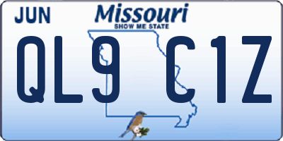 MO license plate QL9C1Z
