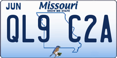 MO license plate QL9C2A