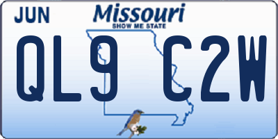 MO license plate QL9C2W