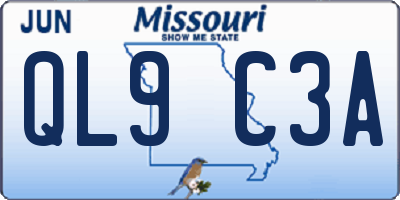 MO license plate QL9C3A