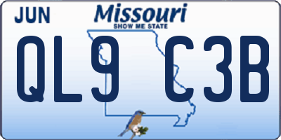 MO license plate QL9C3B