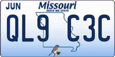 MO license plate QL9C3C