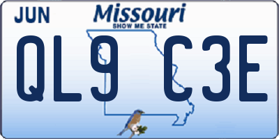 MO license plate QL9C3E