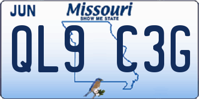 MO license plate QL9C3G