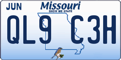 MO license plate QL9C3H