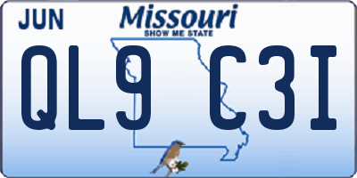 MO license plate QL9C3I