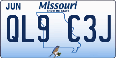 MO license plate QL9C3J
