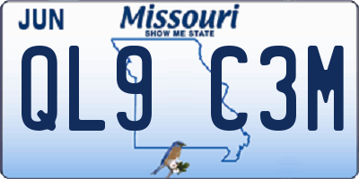 MO license plate QL9C3M