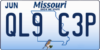 MO license plate QL9C3P