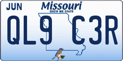 MO license plate QL9C3R